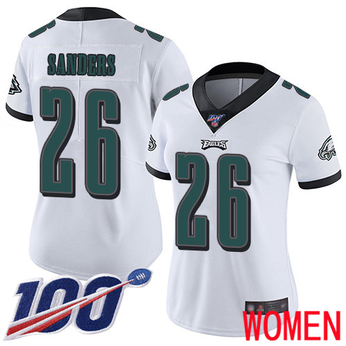Women Philadelphia Eagles 26 Miles Sanders White Vapor Untouchable NFL Jersey Limited Player Season